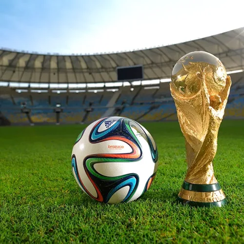 Official match ball of the FIFA World Cup Brasil 2014, and the official World Cup Trophy in Maracana Stadium in Rio de Janiero, Brazil, Nov. 20, 2013.